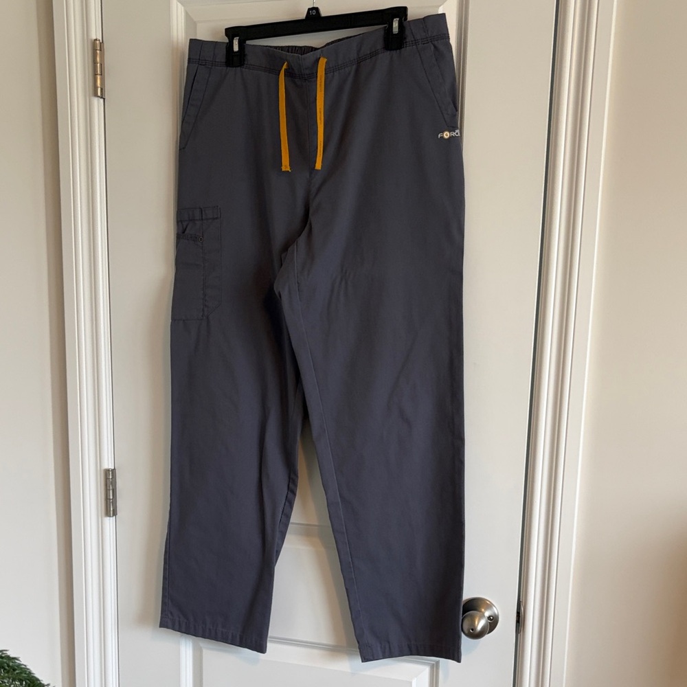 Carhartt Gray Scrub Pants with Yellow Drawstring